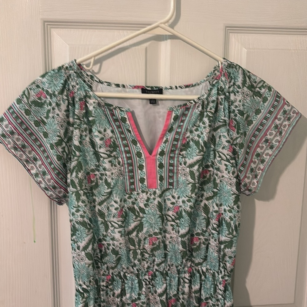 5/$50!!! Mix & Match! Like New! Talbots Green and Blue Casual Midi Sundress - Picture 8 of 8
